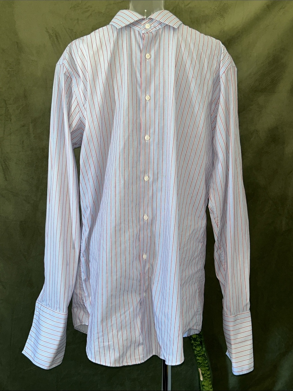 Nordstrom Light Blue Dress Shirt with Red & Navy Stripes